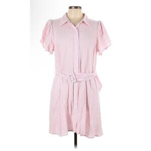 Alexis x Target Pink Tulip Sleeve Belted Seersucker Shirtdress Dress Pink L